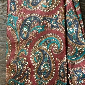 Jos A Bank Paisley Neck Tie Burgundy Teal Gold 4” Wide Classic